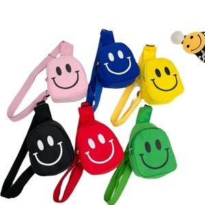 Grosir 6 warna pola wajah senyum Mini lucu tas selempang warna permen perempuan tas pinggang Dompet tas dada bayi - Product Image 1