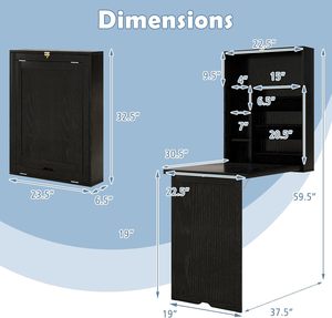 Space-Saving Foldable Wall-Mounted <strong>Floating</strong> Wood <strong>Desk</strong> Single Storage <strong>Shelves</strong> Hooks for Small Home Office Dorm Room Murphy <strong>Desk</strong> - Product Image 6