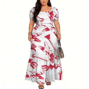 Abito alla Moda con Motivo Tribale Fidžiano <span class=keywords><strong>Rosa</strong></span>, Trendy e Molto Richiesto per le Feste Abito da donna con scollo a O e gonna ampia - Product Image 5