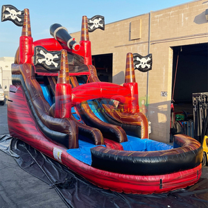 Tobogán acuático inflable comercial para niños con forma de barco pirata con piscina. - Product Image 2