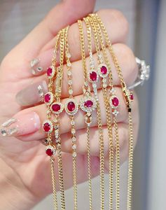 Xinfly 18K Gold Ruby <b>Charm</b> Bracelets Factory Wholesale Fine AU750 Natural Diamond <b>Bangle</b> Fashionable Jewelry Gift - Product Image 5