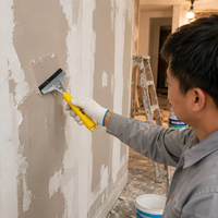 Couteau à mastic robuste avec lame large en acier inoxydable, bord tranchant, poignée confortable pour le raclage des murs, le plâtrage et la construction
