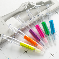 Stylo surligneur en forme de seringue en plastique multicolores personnalisé avec logo promotionnel bon marché
