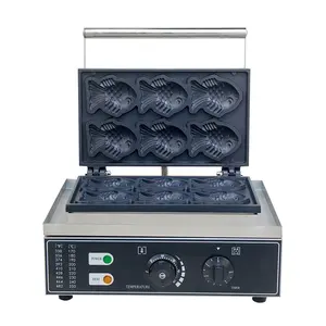 Máquina de hacer waffles de 6 cabezales de acero inoxidable, popular, coreana, para hacer waffles con burbujas