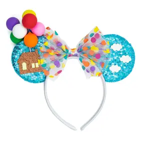 Venta al por mayor de accesorios para el cabello niños niñas lentejuelas arco nudo mariposa flor Cosplay diadema orejas de ratón diadema
