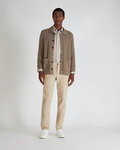 Maglione in <span class=keywords><strong>lana</strong></span> bollita da <span class=keywords><strong>uomo</strong></span> con colletto Cardigan con colletto e tasche marrone - Product Image 3