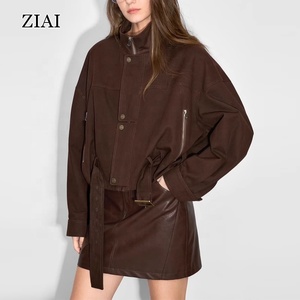 Giacca moderna con collo alto di ispirazione retrò per le donne nuovo stile autunnale con orlo rilassato e polsini raccolti <span class=keywords><strong>Trench</strong></span> <span class=keywords><strong>donna</strong></span> - Product Image 4