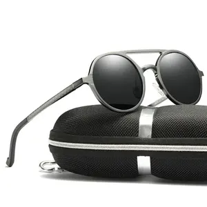 2022 Fashion round frame polarized sunglasses aluminum magnesium men sun glasses driving Sunglasses