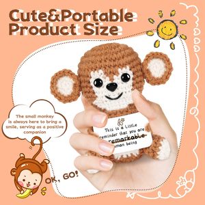Animaux en crochet positifs et émotionnels, poupée singe, merci, cadeau inspirant et de soutien pour <span class=keywords><strong>Noël</strong></span>, anniversaire, fête, décoration de bureau à domicile - Product Image 3
