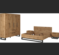 Ensemble de meubles de chambre à coucher moderne et écologique en bois brun, avec commode et armoire de luxe à pieds métalliques, vente en gros