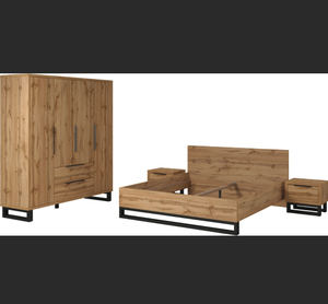 Wholesale Eco Friendly Brown Modern Apartment Bedroom Furniture Set Customized Luxury Dresser Wardrobe with Metal Legs