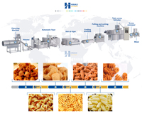 Ligne de production d'extrusion automatique pour la fabrication de snacks frits à la farine, de granulés alimentaires et de chips de maïs frits (Bugles)