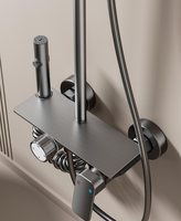 Ensemble bain-douche moderne gris de luxe Robinets thermostatiques de haute qualité Montage mural pour appartement Salle de bain Utilisation douce Pluie brossée