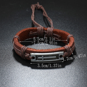 <span class=keywords><strong>KOMI</strong></span> bracelet en cuir de vachette tressé simple tirage ajuster hommes et femmes croix bracelet <span class=keywords><strong>corde</strong></span> en gros - Product Image 4