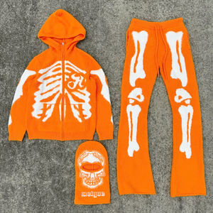 Testa di teschio su misura 2 pezzi in <span class=keywords><strong>maglia</strong></span> Set di <span class=keywords><strong>pantaloni</strong></span> <span class=keywords><strong>Jogger</strong></span> lavorato a <span class=keywords><strong>maglia</strong></span> Mohair cappello Set Mohair tute da ginnastica maglioni e felpe con cappuccio per gli uomini - Product Image 1