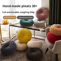 Coussin de canapé en velours hollandais fait main, plissé, en forme de roue, rembourrage en fibre de polyester