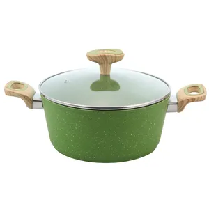 Casserole antiaderente de alumínio, alta qualidade, forjado, antiaderente, revestimento de mármore, 6 peças, conjunto com cor verde