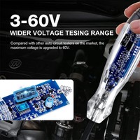 Luz de prueba automotriz, probador de circuitos LED digital de 3-60 V, resistente, con voltímetro