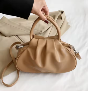 Portable retro folding cloud bag, casual underarm shoulder crossbody bag, solid color PU <b>handbag</b>, tote bag - Product Image 2