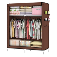 Armoire Portable Pliable et Imperméable pour Chambre à Coucher, Grande Garde-Robe Organisateur de Vêtements avec 4 Étagères de Rangement et 2 Sections de Suspension