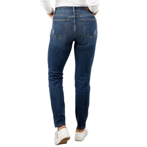 Pantalones Vaqueros Formales de Pierna Ancha y Corte Ajustado para <span class=keywords><strong>Mujer</strong></span>, Estilo Europeo y Americano, Elásticos, Impermeables, de Mezclilla Tejida - Product Image 2