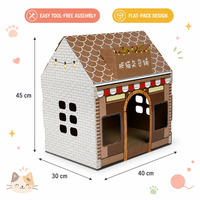 Maison pour chat d'intérieur de luxe personnalisable OEM/ODM, en carton ondulé, avec griffoir pour le jeu des animaux de compagnie