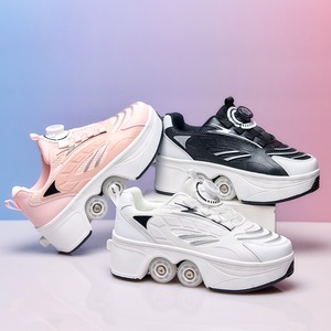 Mode Deformeerbare Roller Sneakers 2-in-<span class=keywords><strong>1</strong></span> Skate schoenen Intrekbare Verborgen Wielen Draaibare Gesp Aangepaste Logo voor Streetwear - Product Image 5