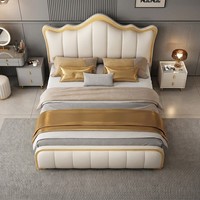 Modernes Luxuriöses Weiches Bett Kunstleder-Polsterung Kiefernholzrahmen Langlebiger Boxspring-Rahmen King- und Queen-Größen Montiertes Schlafzimmermöbel