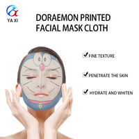 Masque facial en tissu de coton imprimé avec un motif personnalisable amusant et mignon de Doraemon, Y154-10, pour les soins de la peau