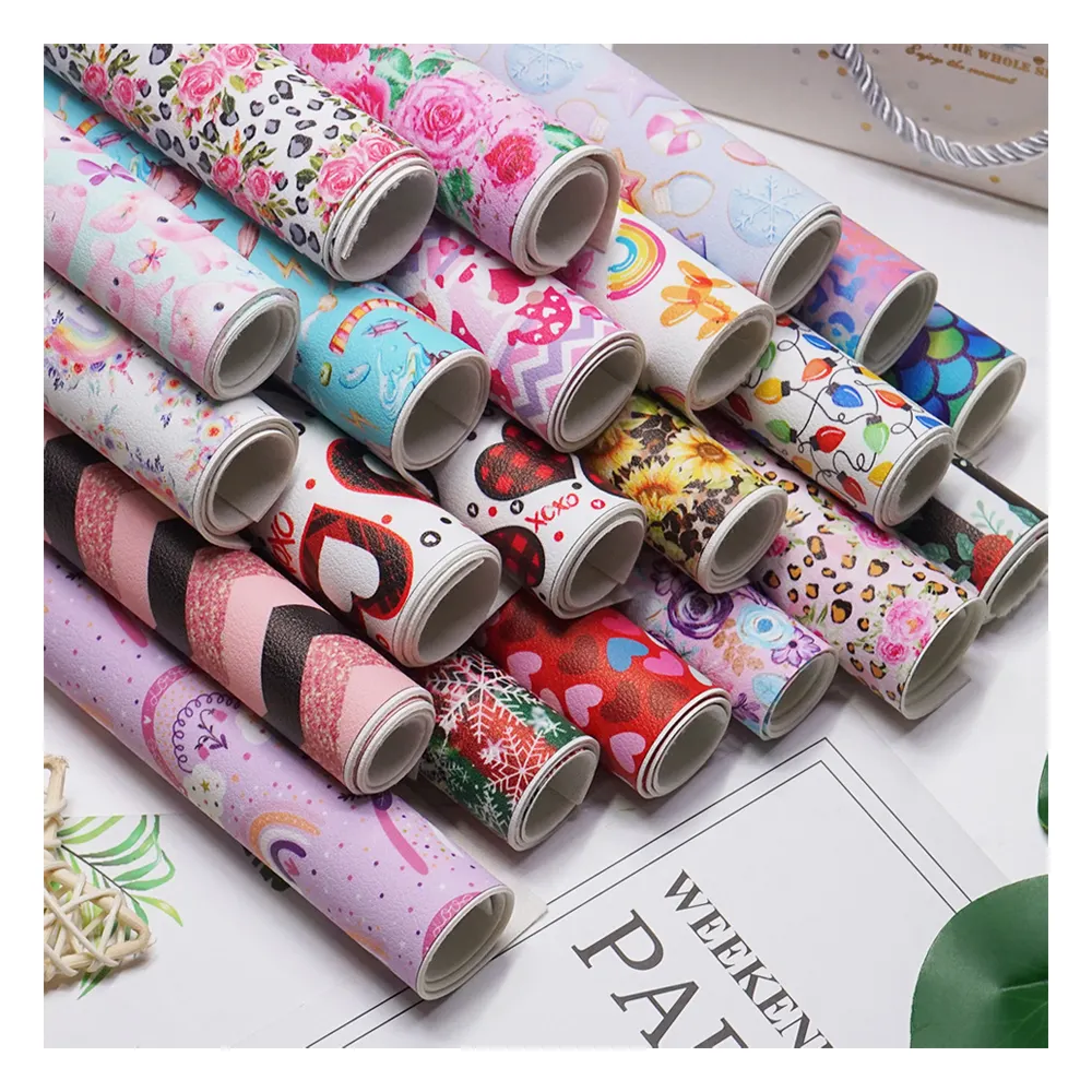 Digital Printed High Quality Waterproof Faux Leather, Custom lychee pattern Pvc Leather For Bag Decoration Upholstery