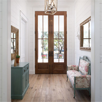 Prima Custom Modern Designs Porte battante à battants en bois massif incrustée de verre transparent trempé pour portes intérieures