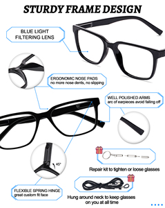 Lunettes <span class=keywords><strong>de</strong></span> lecture rectangulaires anti-lumière bleue pour hommes, noires, transparentes, marron, 3 couleurs au choix - Product Image 6