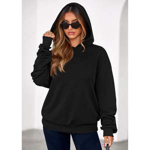 Custom 2025 Oversized Pullover Hoodie for Women Ruched <b>Long</b> <b>Sleeve</b> Casual Sweatshirt Fall Fashion <b>Y2K</b> <b>Tops</b> in XS Size - Product Image 2