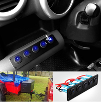 Panneau de 5 interrupteurs à bascule 12V 20A 24V 10A pré-câblé bleu 3 broches SPST pour barre lumineuse LED, éclairage de roche, voiture, camping-car, bateau