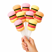 Caramelos de malvavisco al por mayor, novedosos, personalizados, con forma de hamburguesa y patatas fritas, halal, dulces, frutales, para fiestas, de fábrica.