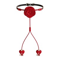 Silicone Rose Bouche Boule Gag Collier Avec Amovible Mamelon Clitoris Clips Bondage Contraintes BDSM Sex Toys pour Femmes