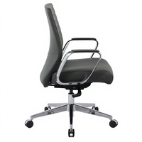 Chaise de bureau exécutive à dossier moyen, en cuir microfibre gris foncé, accoudoirs et base en aluminium, chaise de bureau pivotante ergonomique