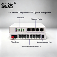Multiplexeur Optique Téléphonique 1 Canal SJ PCM1A-4FE avec 4 Ports FE, 1 Port FXS, Convertisseur Fibre Optique FXO, Récepteur Optique Vocal