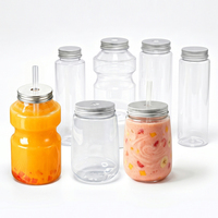 Bouteille de boisson en plastique PET jetable sans BPA, 300-700 ml, réutilisable, pour les magasins de thé au lait