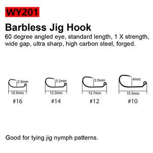 Ami da Pesca a Mosca Senza Ardiglione in Acciaio ad Alto Tenore di Carbonio per la Costruzione di Esche Artificiali Jig Nymph, Stonefly, Caddis Nymph, Mosca Secca e Sommersa per la Pesca alla Trota - Product Image 5