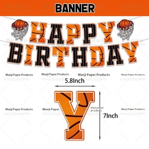 Juego de Vajilla Desechable con Temática de Baloncesto DAMAI, Decoración de Halloween, Bandera, Tarjeta para Pastel, Globo, Pancartas de Feliz Cumpleaños - Product Image 3