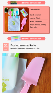 Presa di fabbrica piatto di plastica colorato forchetta e coltello per festa torta di compleanno Set di stoviglie usa e getta torta posate Set - Product Image 6