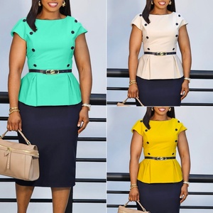 Robe d'été tendance pour femme, décontractée et élégante, à manches courtes, color block, robe de bureau, robes africaines pour femme - Product Image 2