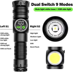 Linterna LED Recargable de 1200 Lúmenes con Indicador de Batería, 30 W, Alcance de 1200 m, Luz LED Potente, Magnética, con Zoom para Exteriores - Product Image 3