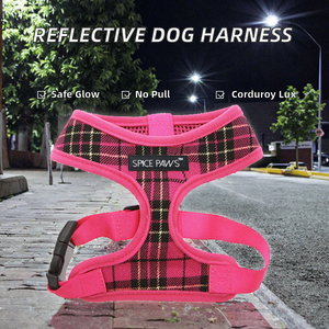 Harnais de traction réfléchissant en nylon marron C031 pour bouledogues français et dobermans, anti-traction - Product Image 2