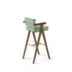 Luxury Modern Design Restaurant Furniture Customized <strong>Bar</strong> Chair <strong>Upholstered</strong> High <strong>Bar</strong> <strong>Stool</strong> with <strong>Back</strong> - Product Image 4