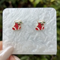 Boucles d'oreilles de la série de Noël en zircon avec perles artificielles incrustées d'or 18 carats plaqué cuivre à la mode avec plusieurs styles