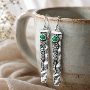 Orecchini Pendenti Vintage a Forma di Mezzaluna Verde con Bordo Dentellato, Gioielli Creativi di Moda per Donne - Product Image 6