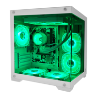 Full Tower MicroATX Steel Pillar Less Esports Gaming Computer Case with Panoramic Side View-Stock