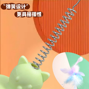 <b>Cat</b> Teaser Wrist Band With Spring Wire Feather <b>Toy</b> For <b>Interactive</b> Play Boredom Buster Pet <b>Cat</b> Entertainment - Product Image 2